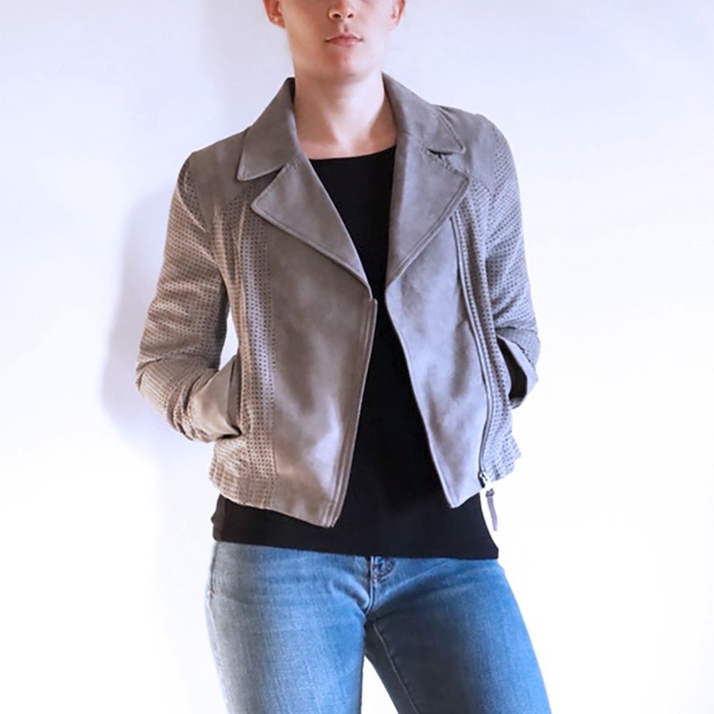 Hei Hei Grey Faux Suede Moto Jacket